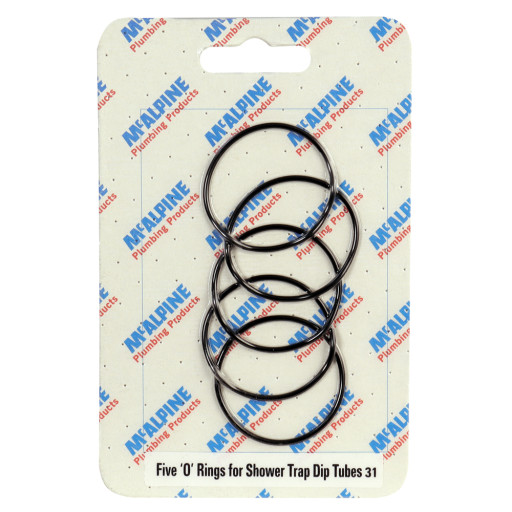 McAlpine Handipak NO.31 Shower Trap 'O' Rings x 5 CARD31