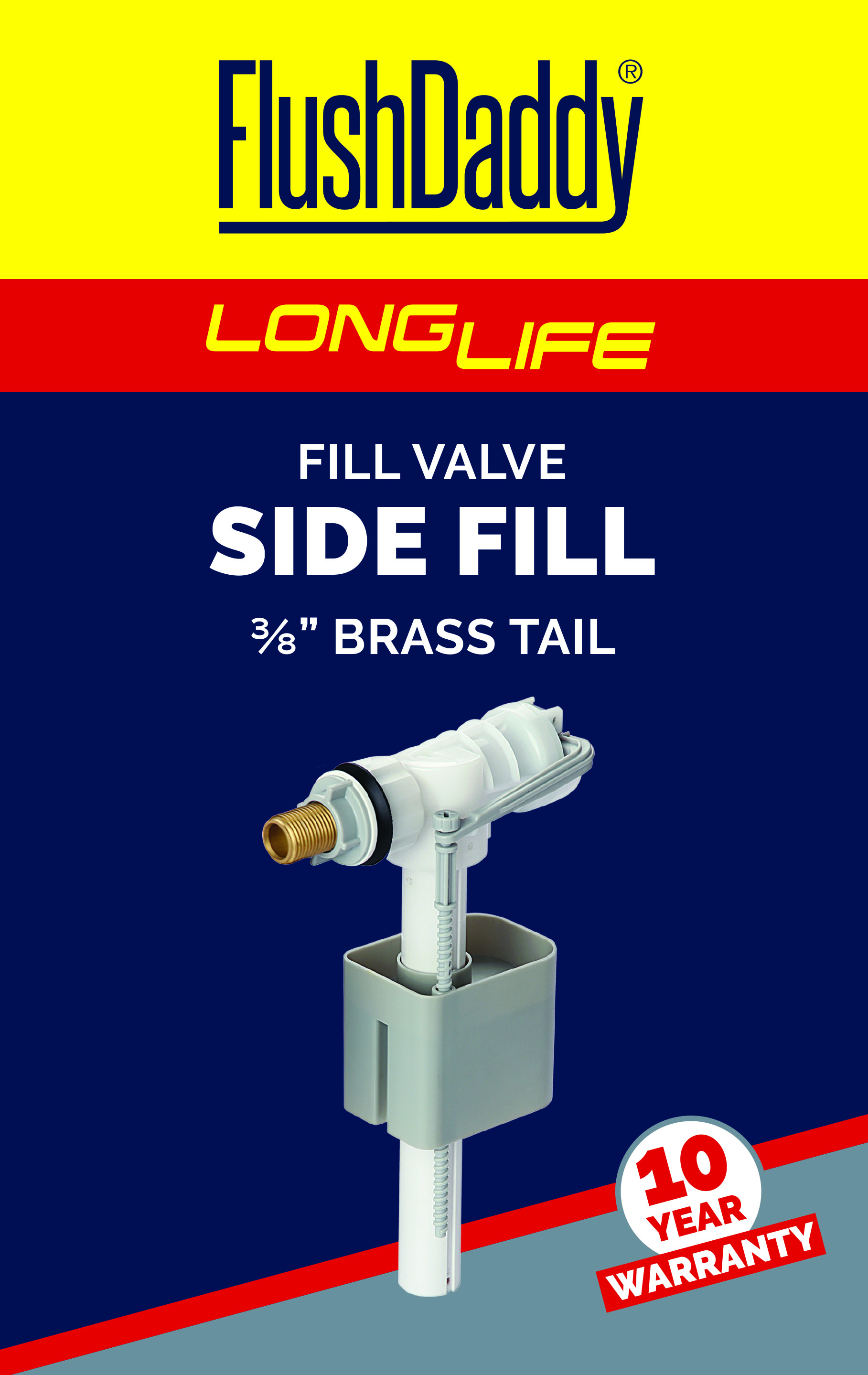 FlushDaddy LongLife Side Entry Fill Valve With 3/8" Brass Thread