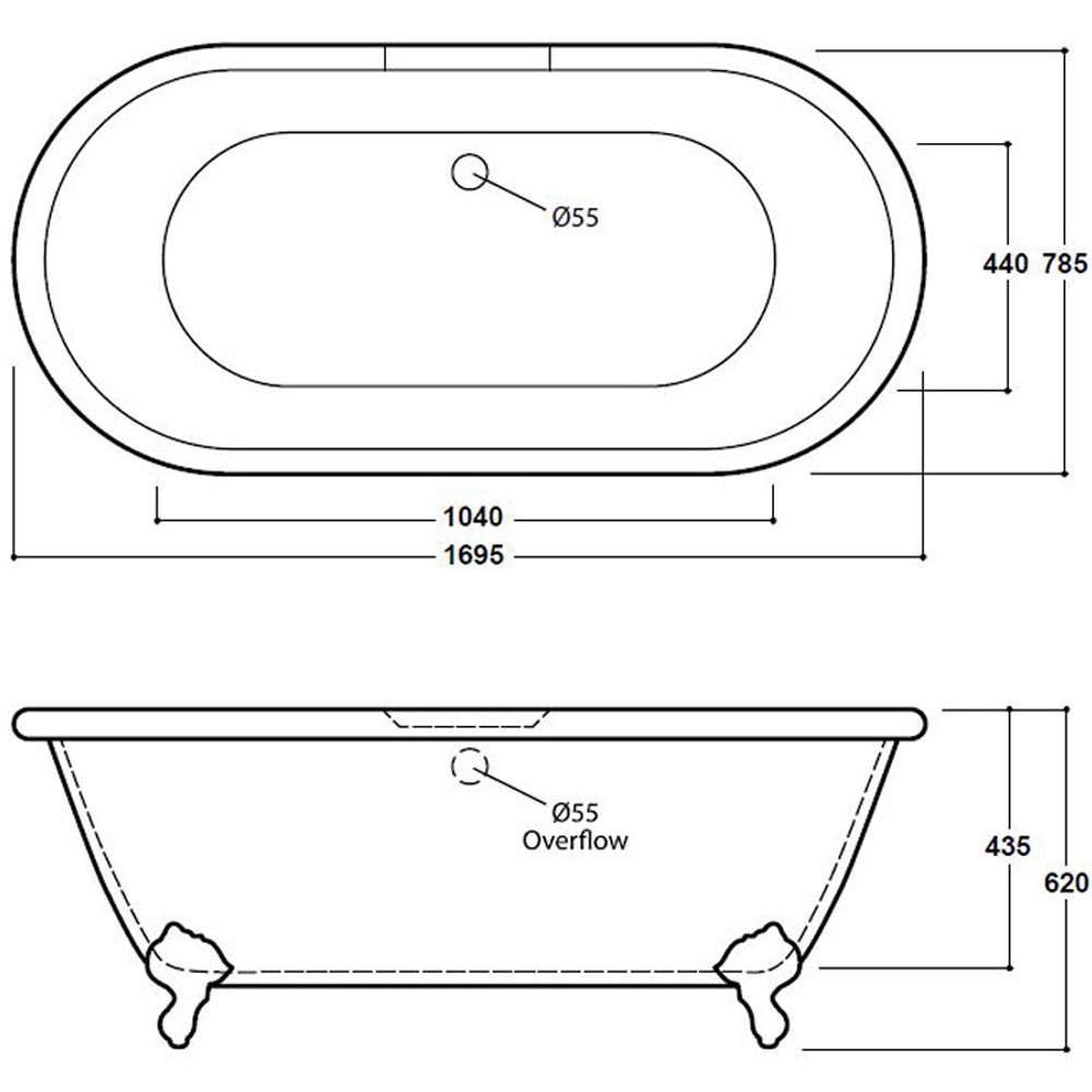 Synergy Wilmslow Traditional 1700mm Double Ended Bath